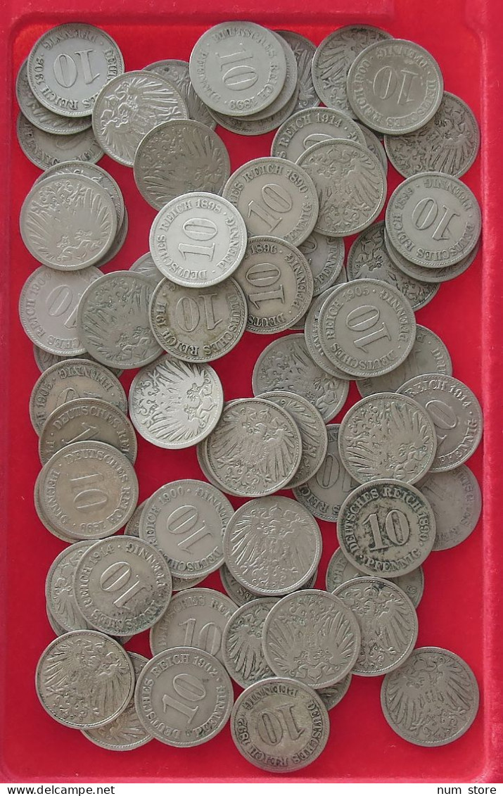 COLLECTION LOT GERMANY EMPIRE 10 PFENNIG 68PC 270G #xx40 0434 - Collections