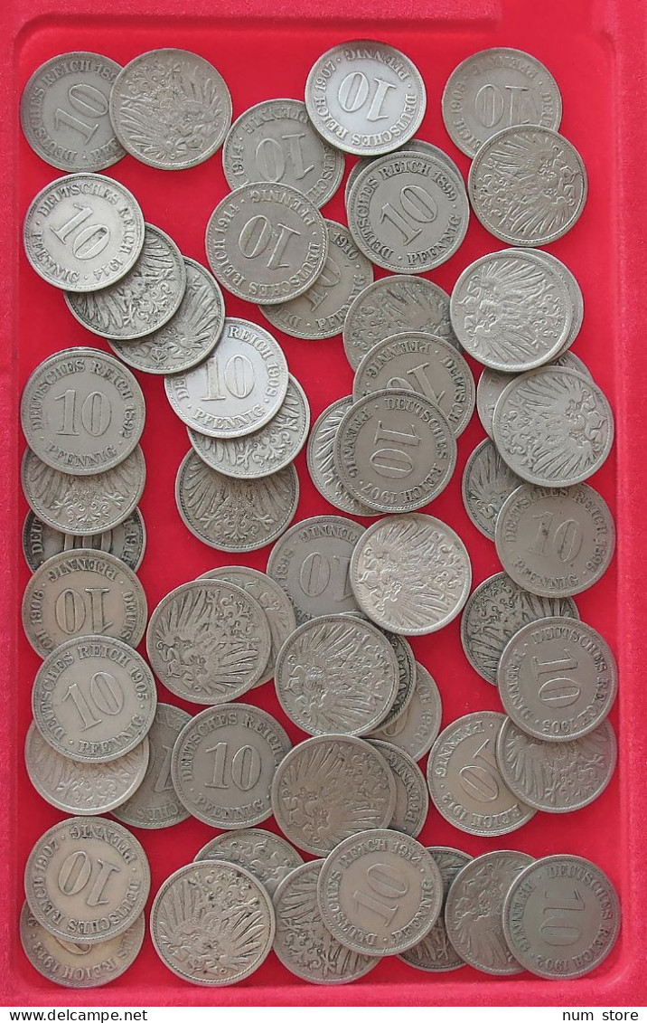 COLLECTION LOT GERMANY EMPIRE 10 PFENNIG 57PC 227G #xx40 0419 - Collections