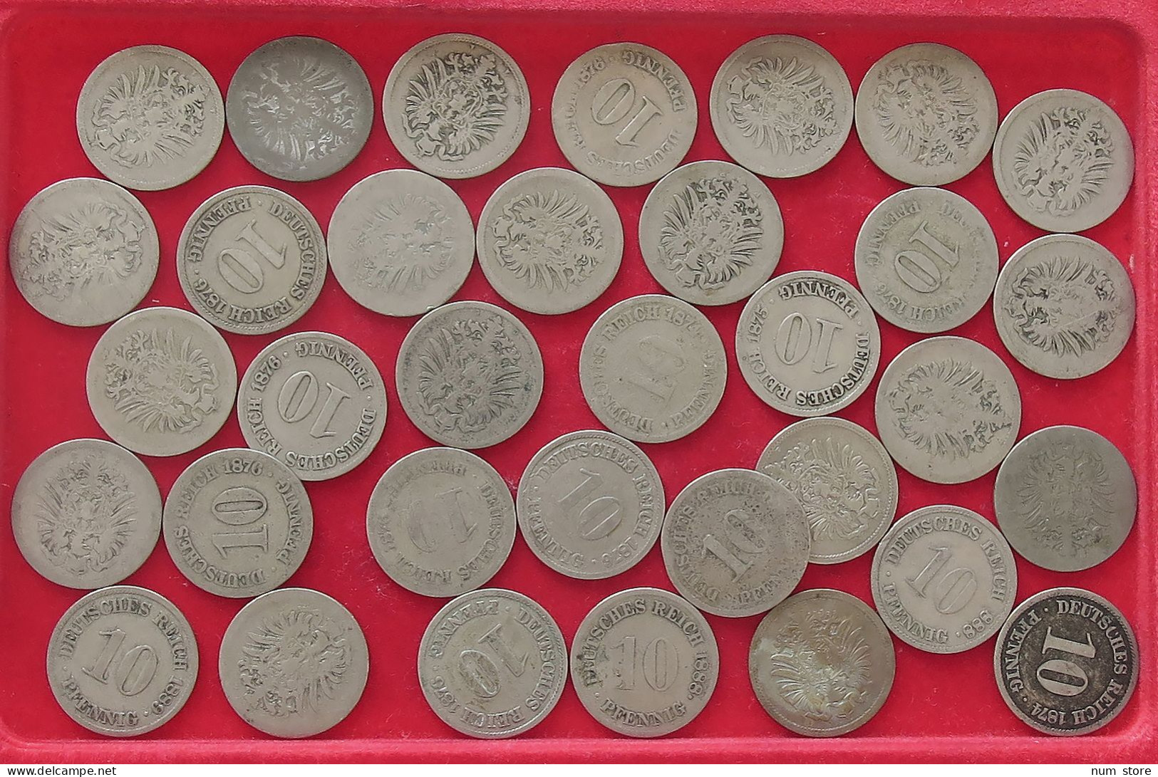 COLLECTION LOT GERMANY EMPIRE 10 PFENNIG 1874-1889 34PC 130G #xx40 0455 - Collections