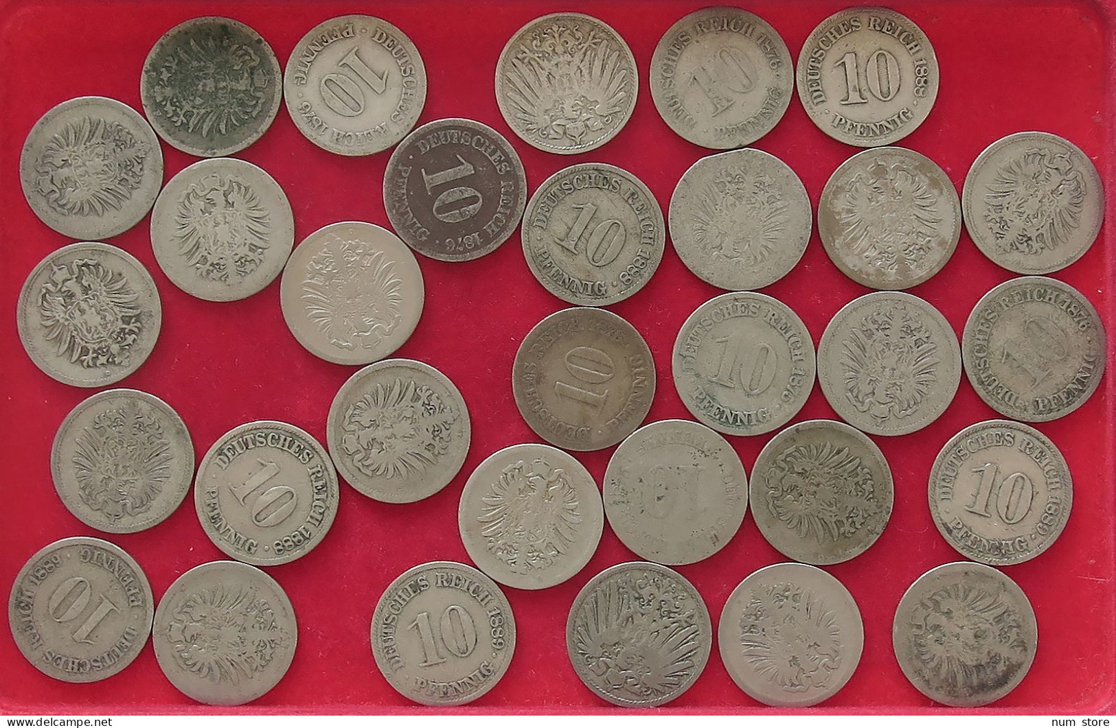 COLLECTION LOT GERMANY EMPIRE 10 PFENNIG 1874-1889 31PC 120G #xx40 0464 - Collections