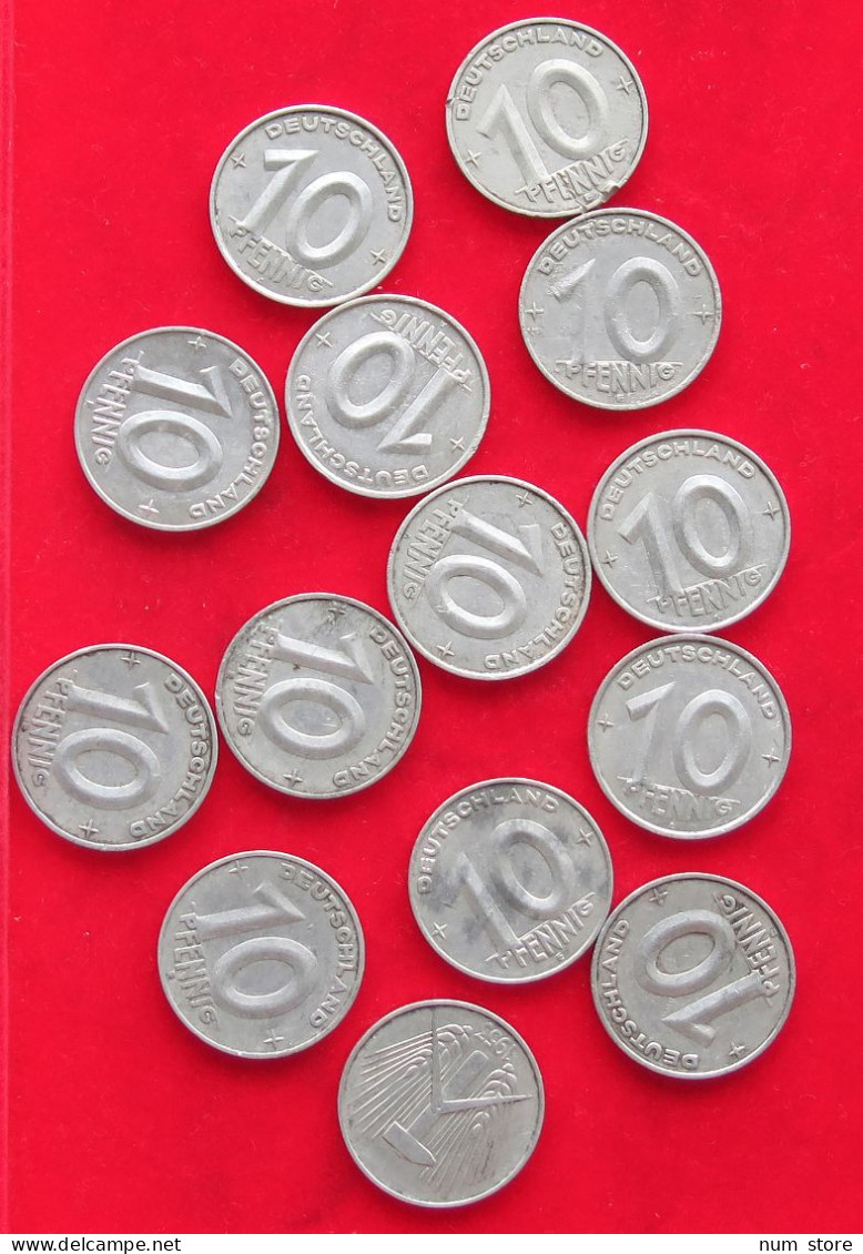 COLLECTION LOT GERMANY DDR 10 PFENNIG 14PC 22G #xx40 0085 - Verzamelingen