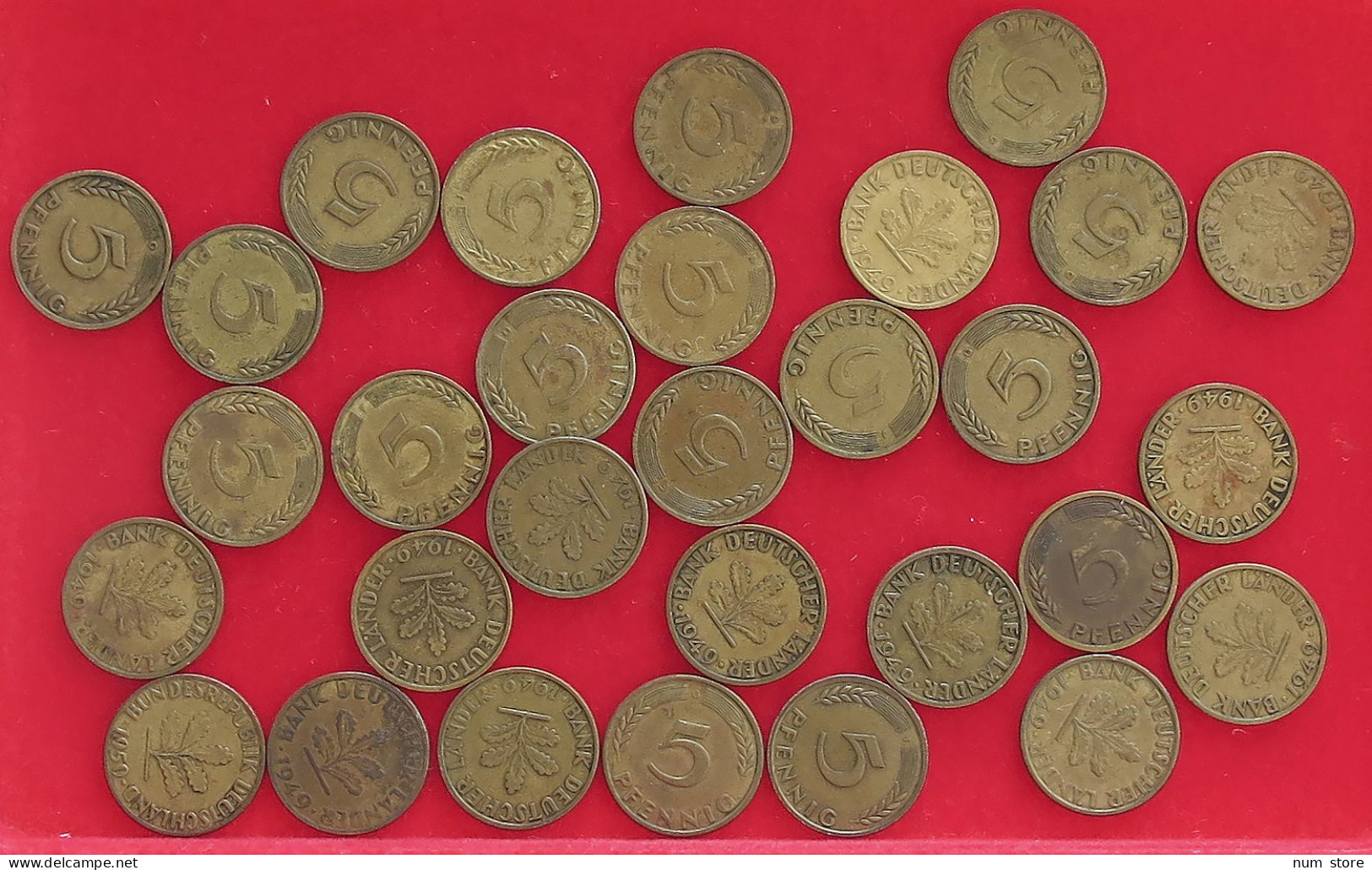 COLLECTION LOT GERMANY BRD 5 PFENNIG 1949 30PC 91G #xx40 0322 - Collections