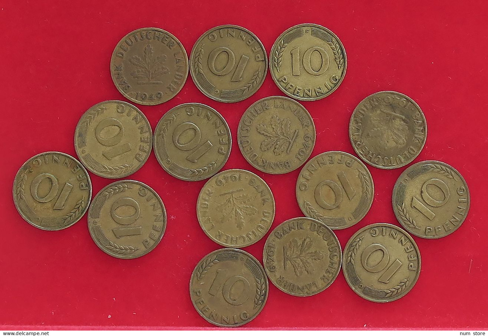 COLLECTION LOT GERMANY BRD 10 PFENNIG 1949 15PC 60G #xx40 0312 - Colecciones