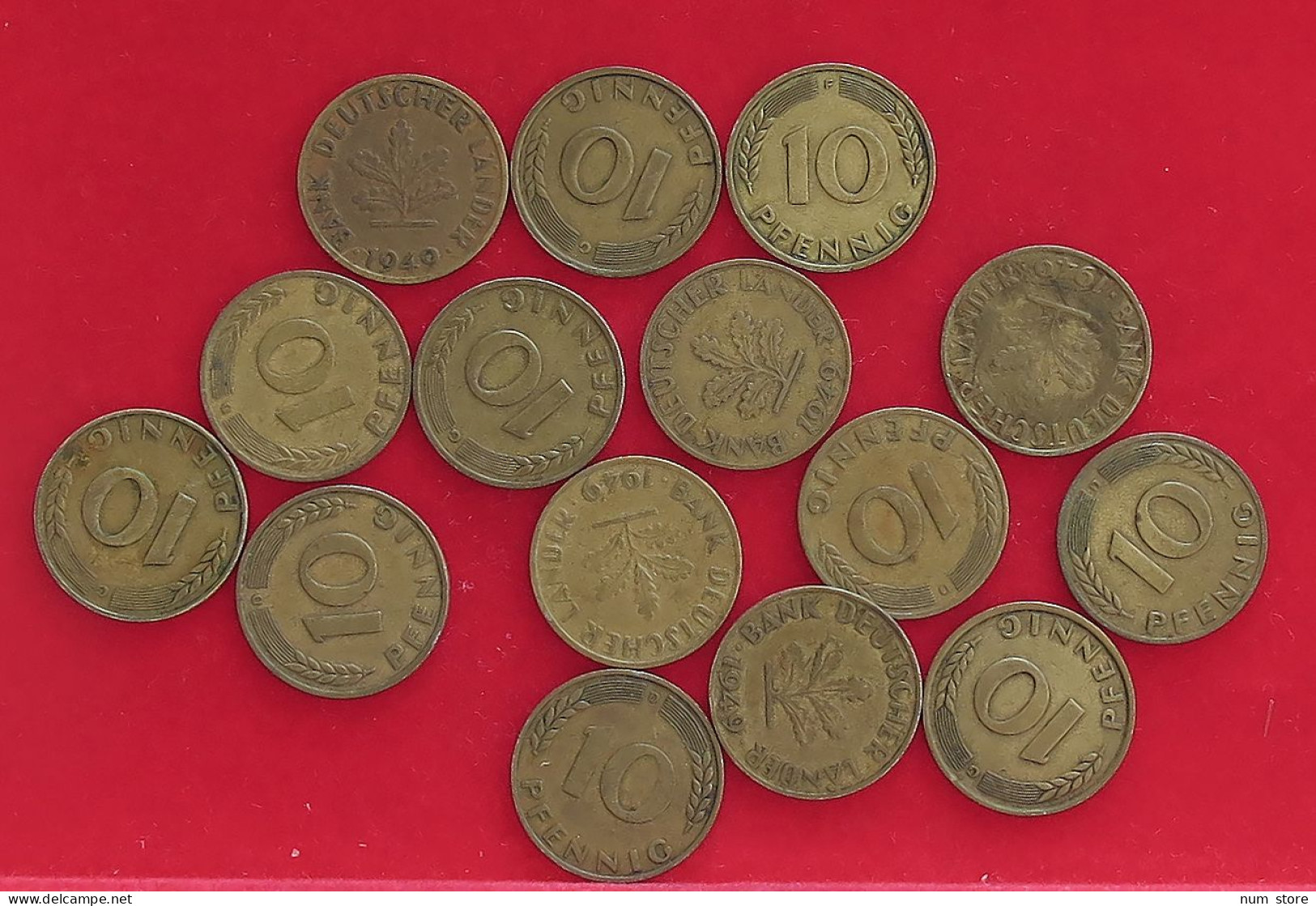 COLLECTION LOT GERMANY BRD 10 PFENNIG 1949 15PC 60G #xx40 0312 - Collections