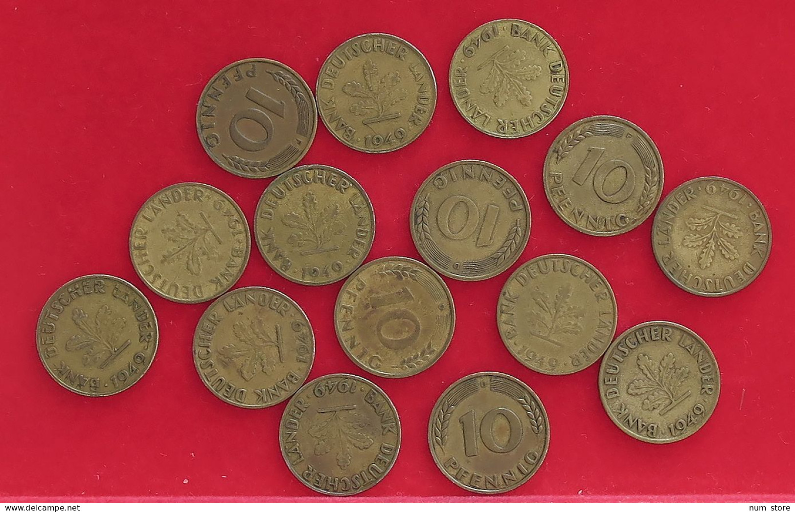 COLLECTION LOT GERMANY BRD 10 PFENNIG 1949 15PC 60G #xx40 0312 - Colecciones