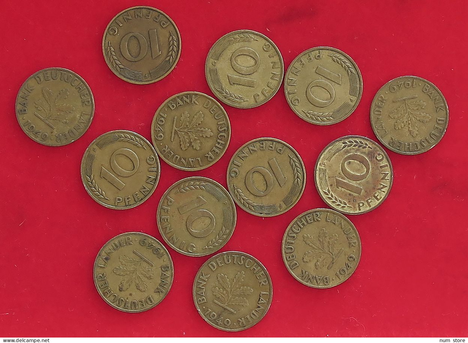 COLLECTION LOT GERMANY BRD 10 PFENNIG 1949 13PC 53G #xx40 0311 - Collezioni