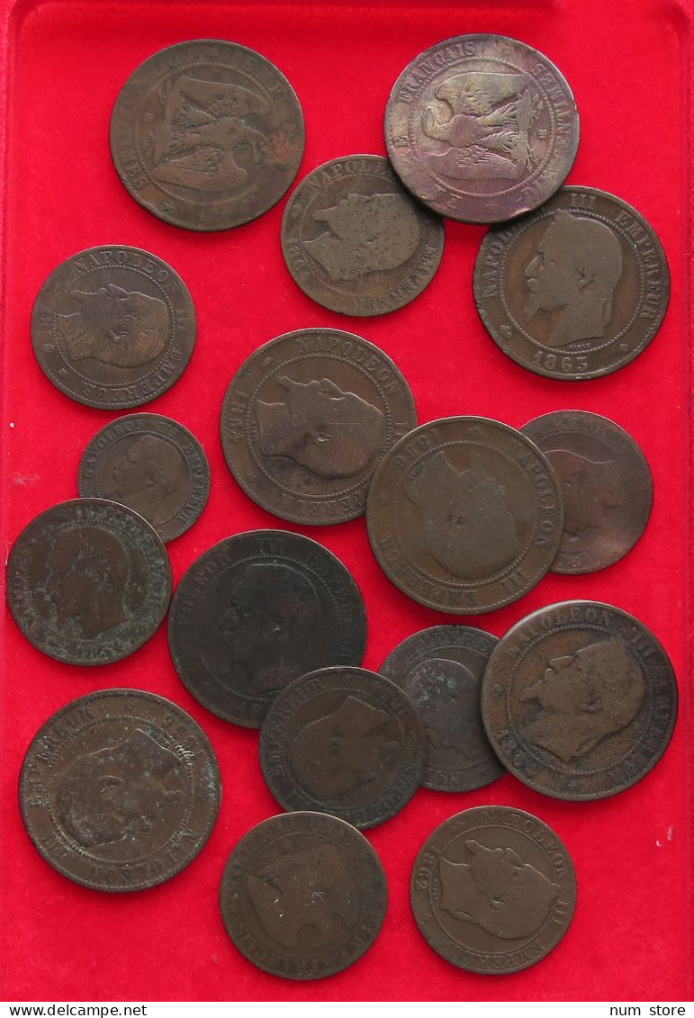 COLLECTION LOT FRANCE 2 5 10 CENTIMES 17PC 115G #xx40 0042 - Collezioni