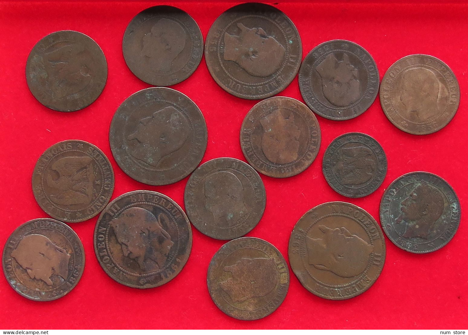 COLLECTION LOT FRANCE 2 5 10 CENTIMES 15PC 86G #xx40 0040 - Colecciones