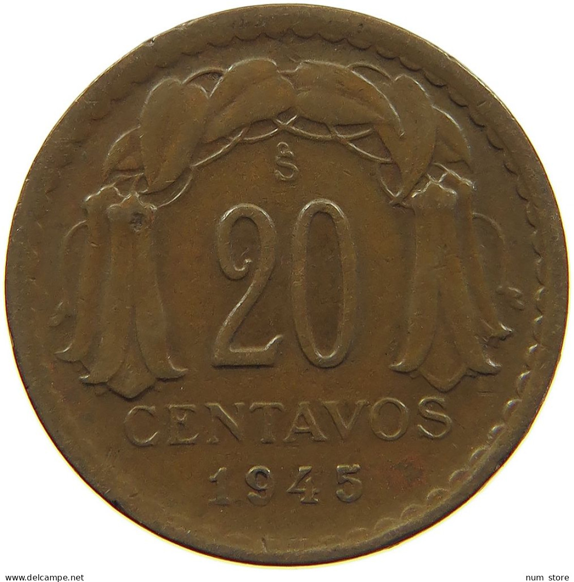 CHILE 20 CENTAVOS 1945 #s083 0669 - Chili