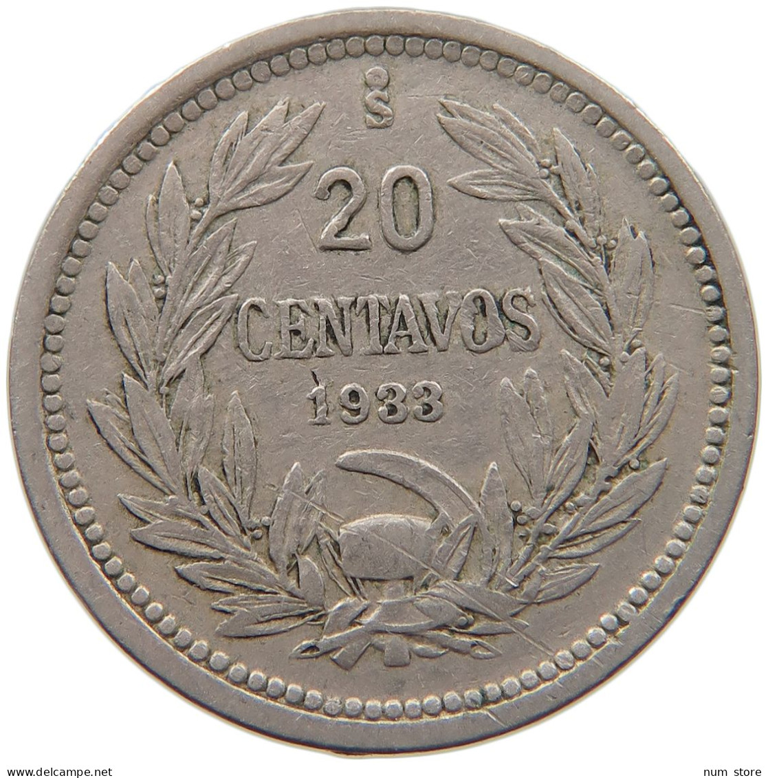 CHILE 20 CENTAVOS 1933 #s087 0603 - Chile