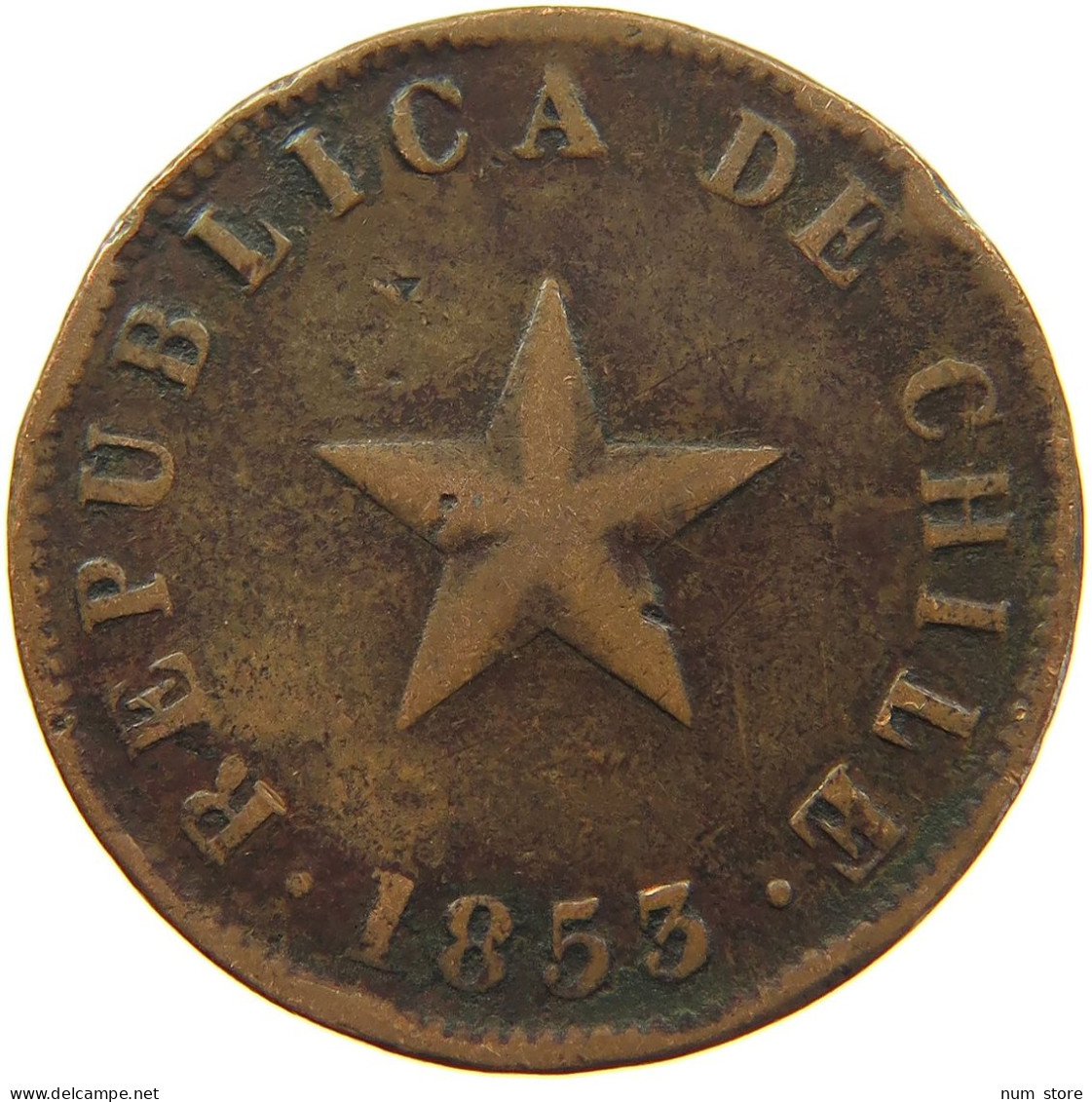 CHILE CENTAVO 1853 #s085 0153 - Cile