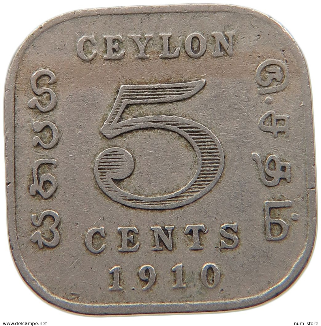 CEYLON 5 CENTS 1910 #s087 0287 - Sri Lanka