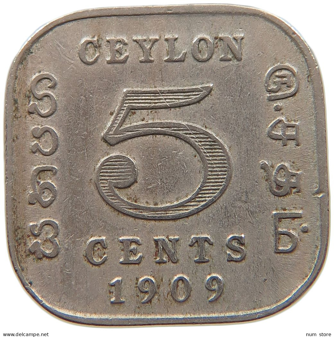 CEYLON 5 CENTS 1909 #s087 0285 - Sri Lanka