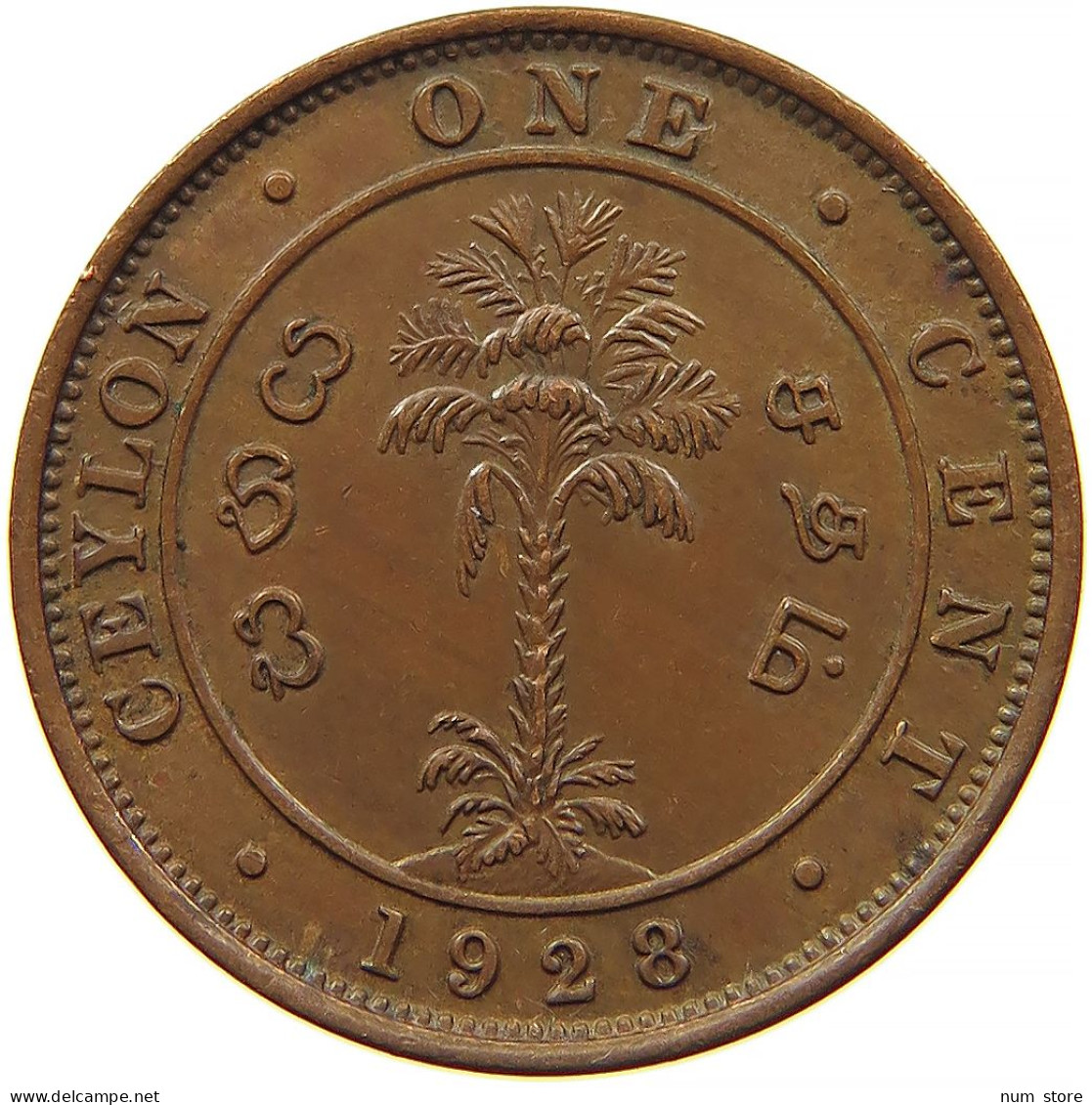 CEYLON 1 CENT 1928 #s084 0391 - Sri Lanka