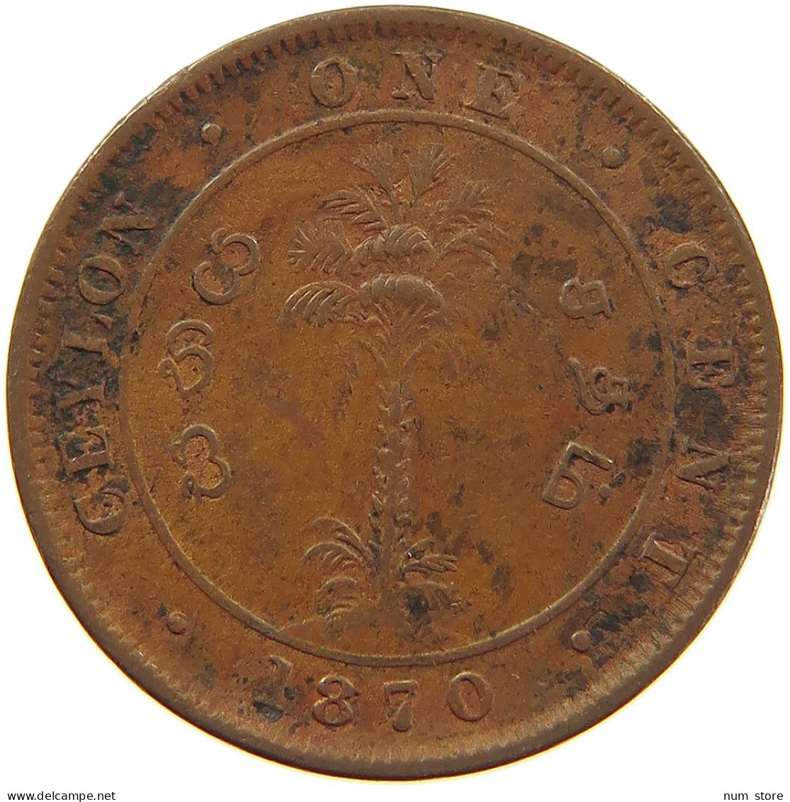 CEYLON 1 CENT 1870 #s083 0097 - Sri Lanka (Ceylon)