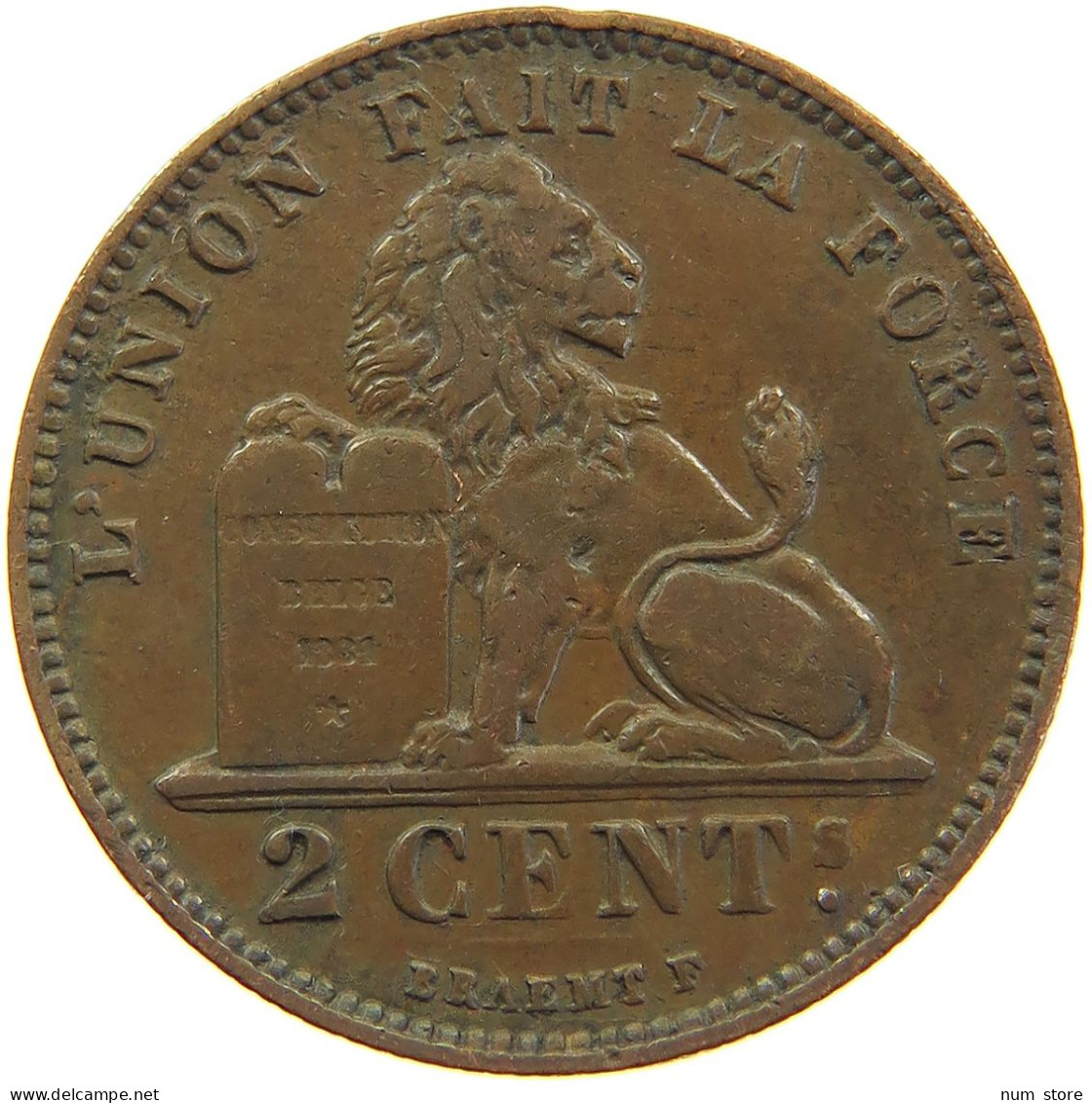 BELGIUM 2 CENTIMES 1902 #s083 0161 - 10 Centimes