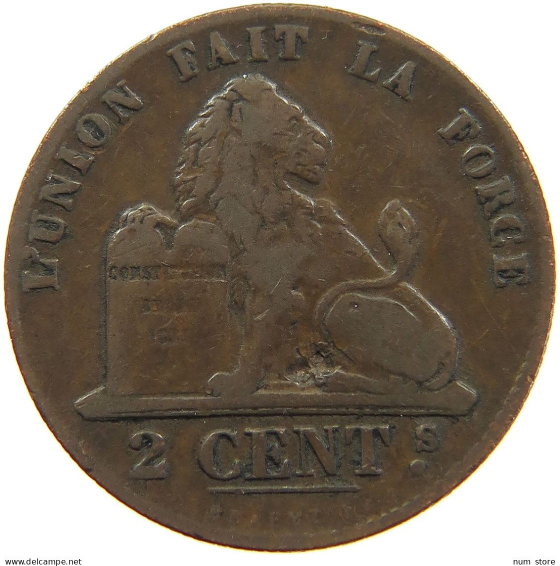 BELGIUM 2 CENTIMES 1852 RARE #s083 0157 - 2 Cents