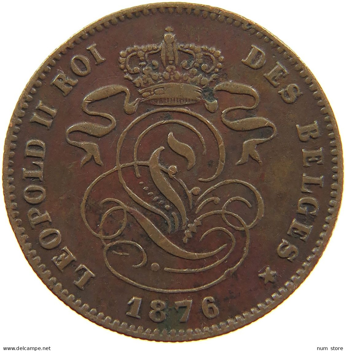 BELGIUM 2 CENTIMES 1876 #s083 0159 - 10 Cent