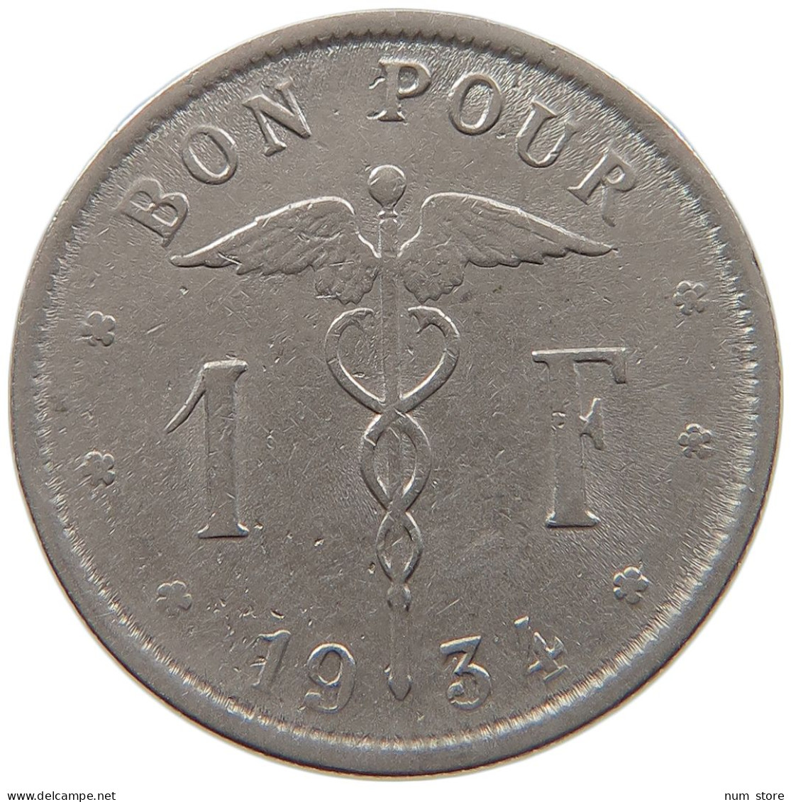 BELGIUM 1 FRANC 1934 #s087 0657 - 1 Franc