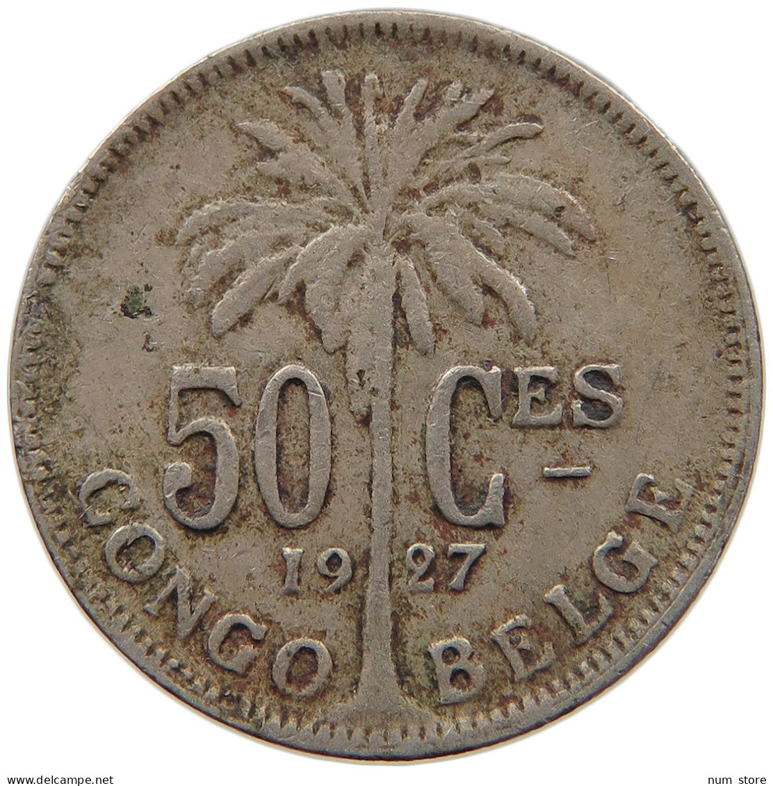 BELGIAN CONGO 50 CENTIMES 1927 #s087 0683 - 1910-1934: Albert I.