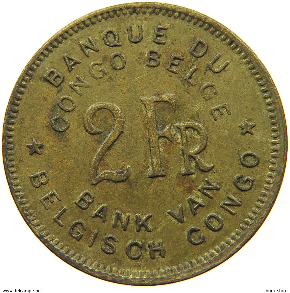 BELGIAN CONGO 2 FRANCS 1947 #s088 0761 - 1945-1951: Régence