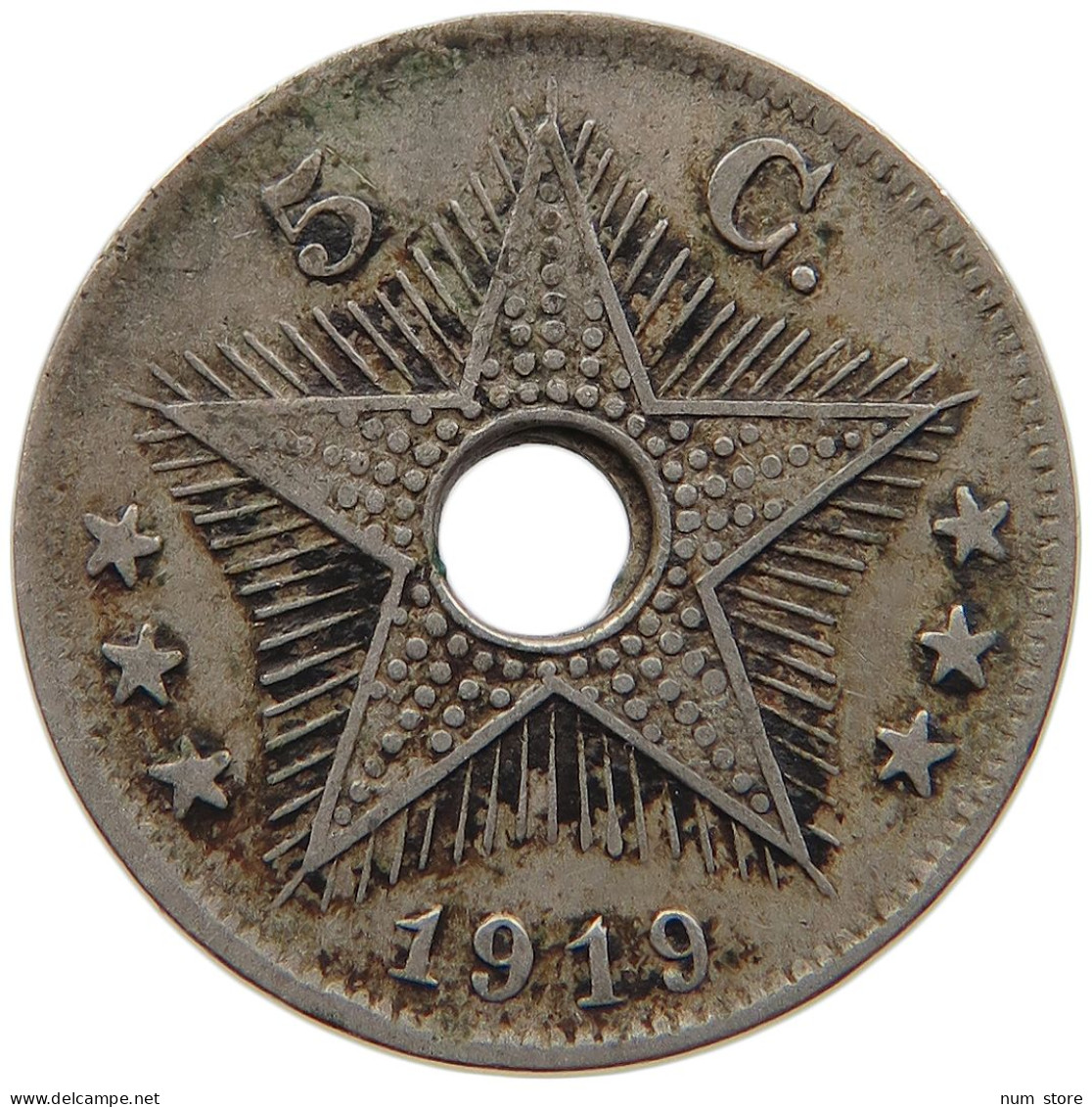 BELGIAN CONGO 5 CENTIMES 1919 #s087 0069 - 1910-1934: Albert I.