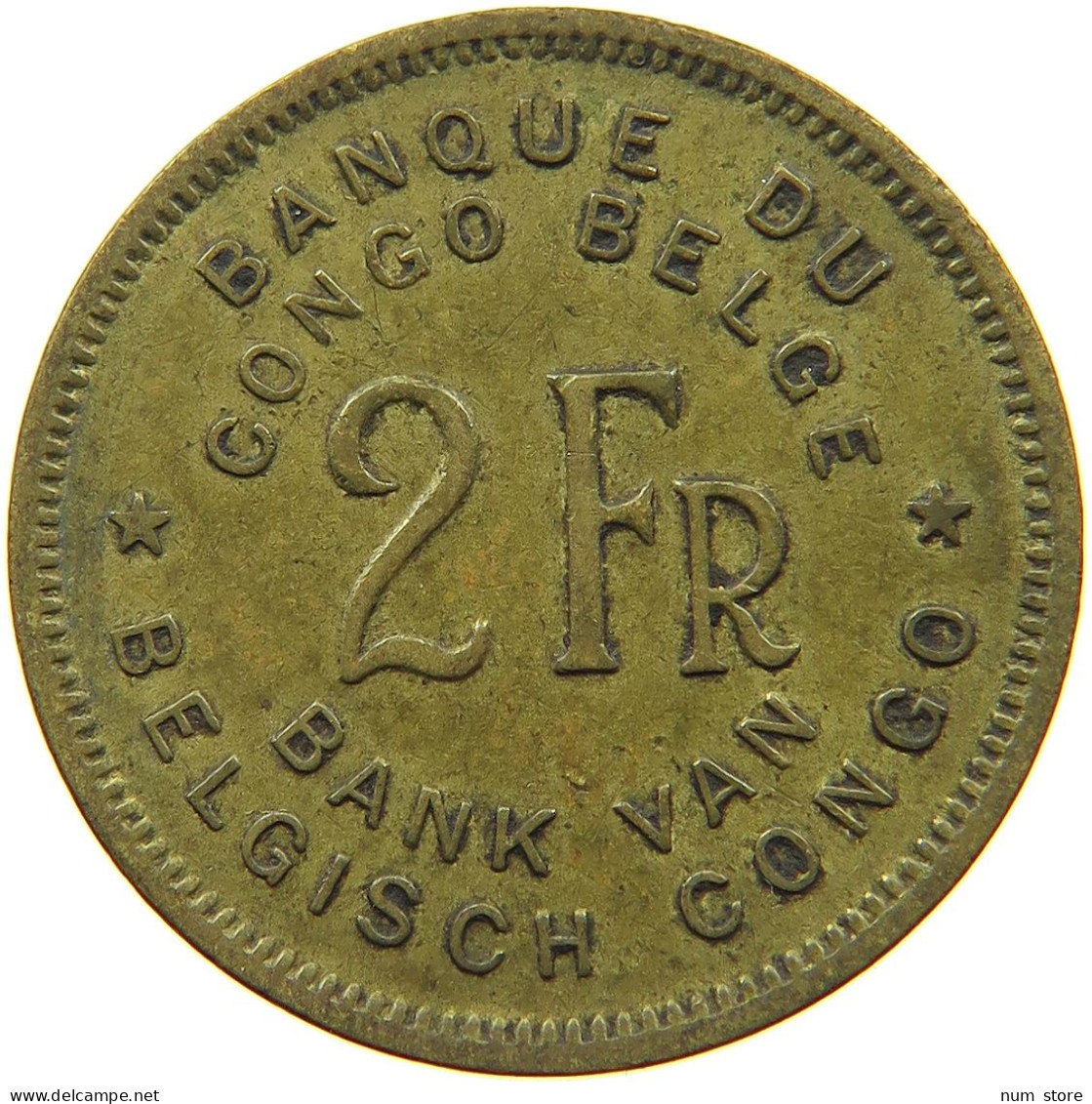 BELGIAN CONGO 2 FRANCS 1947 #s088 0759 - 1945-1951: Regencia