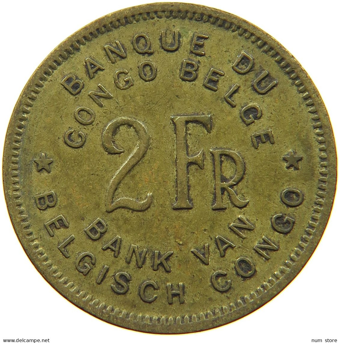 BELGIAN CONGO 2 FRANCS 1947 #s088 0759 - 1945-1951: Reggenza