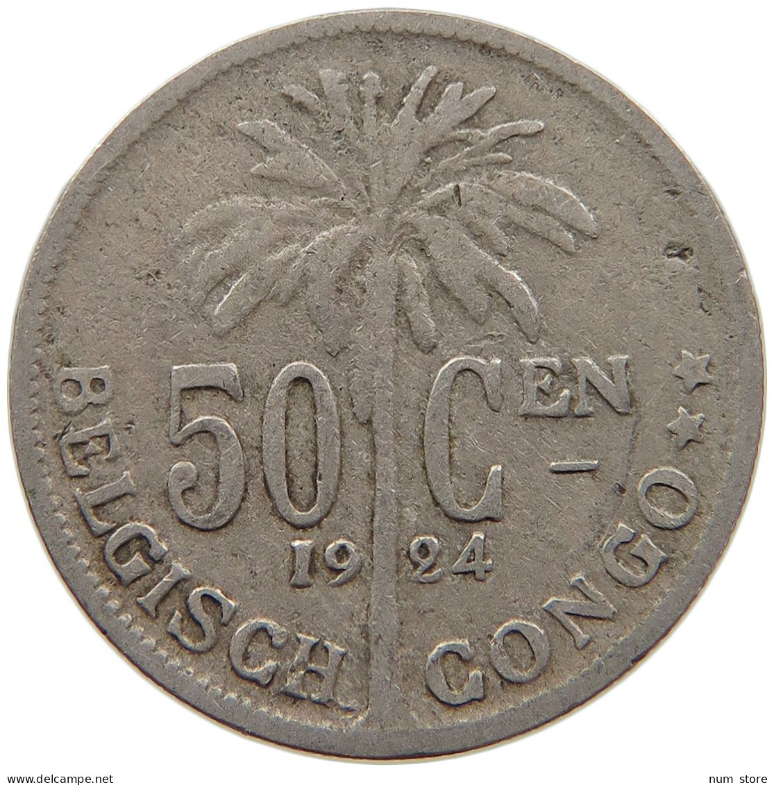 BELGIAN CONGO 50 CENTIMES 1924 #s087 0685 - 1910-1934: Alberto I