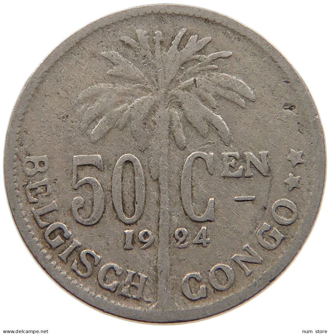 BELGIAN CONGO 50 CENTIMES 1924 #s087 0685 - 1910-1934: Albert I