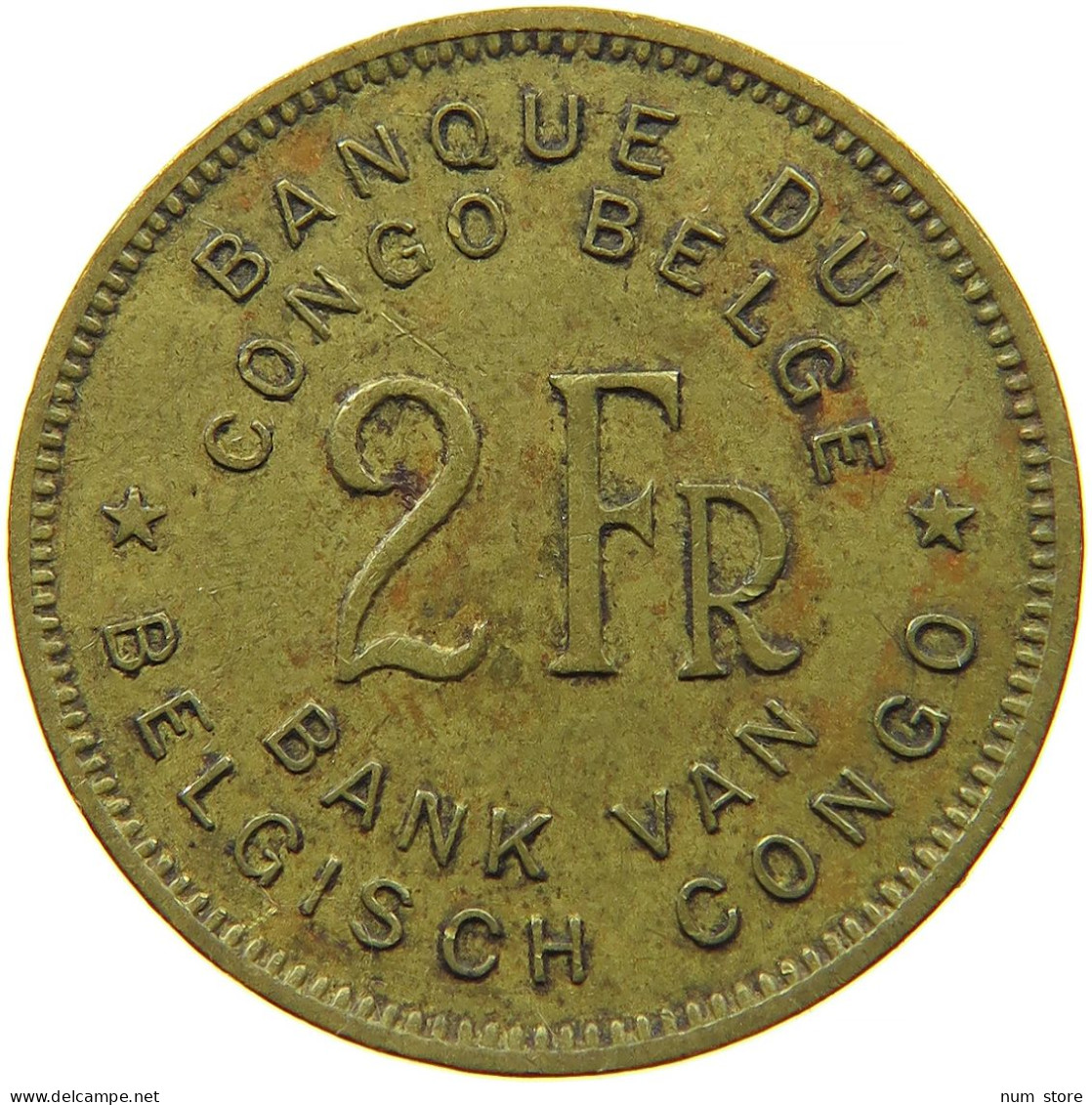 BELGIAN CONGO 2 FRANCS 1947 #s088 0757 - 1945-1951: Régence