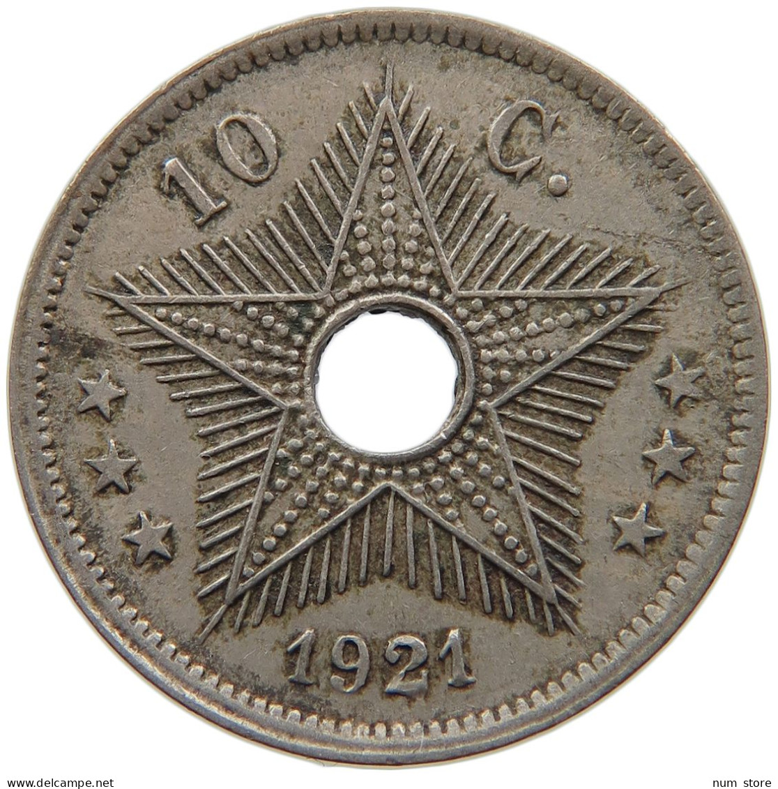 BELGIAN CONGO 10 CENTIMES 1921 #s087 0447 - 1910-1934: Alberto I