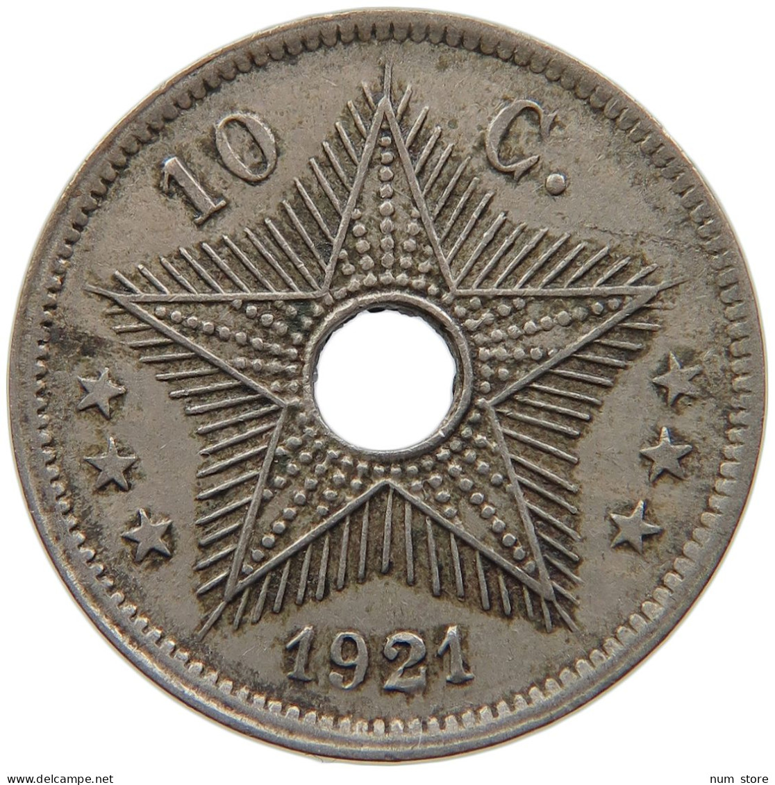 BELGIAN CONGO 10 CENTIMES 1921 #s087 0447 - 1910-1934: Albert I