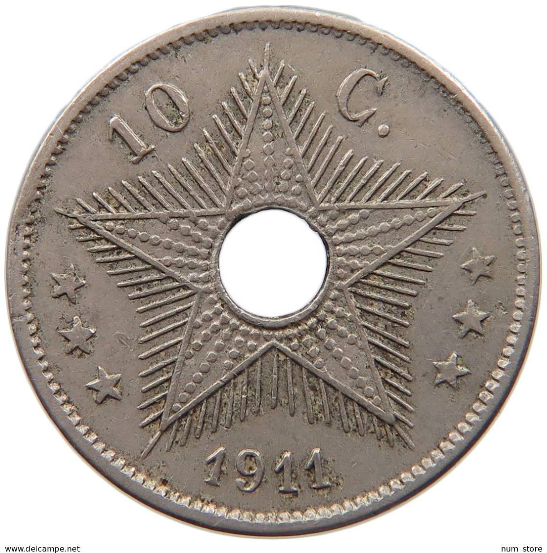 BELGIAN CONGO 10 CENTIMES 1911 #s087 0449 - 1910-1934: Alberto I