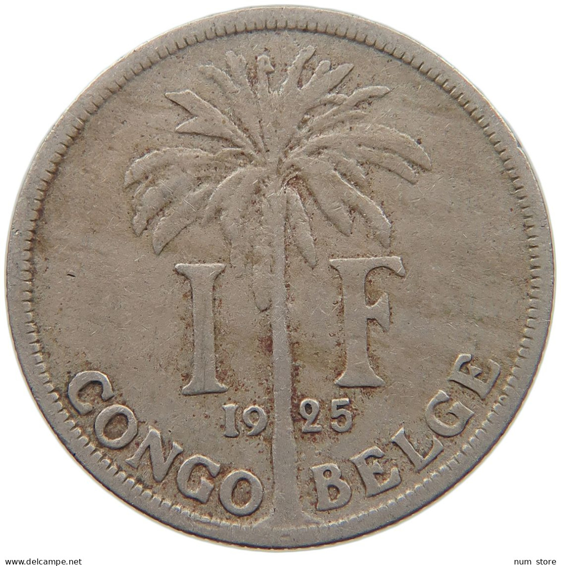 BELGIAN CONGO 1 FRANC 1925 #s086 0385 - 1910-1934: Albert I