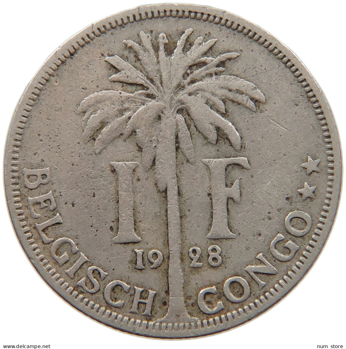 BELGIAN CONGO 1 FRANC 1928 #s086 0417 - 1910-1934: Albert I.