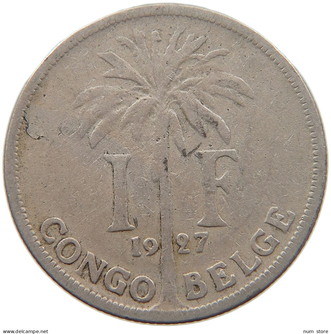 BELGIAN CONGO 1 FRANC 1925 #s086 0387 - 1910-1934: Alberto I