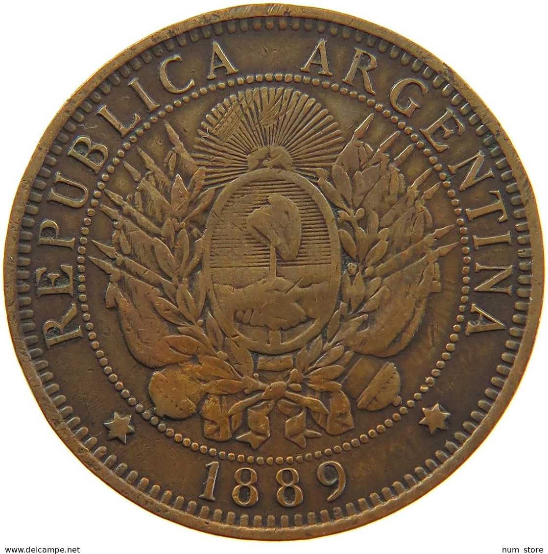 ARGENTINA 2 CENTAVOS 1889 #s085 0109 - Argentinië