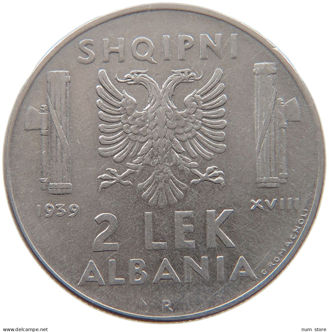 ALBANIA 2 LEK 1939 #s086 0347 - Albania