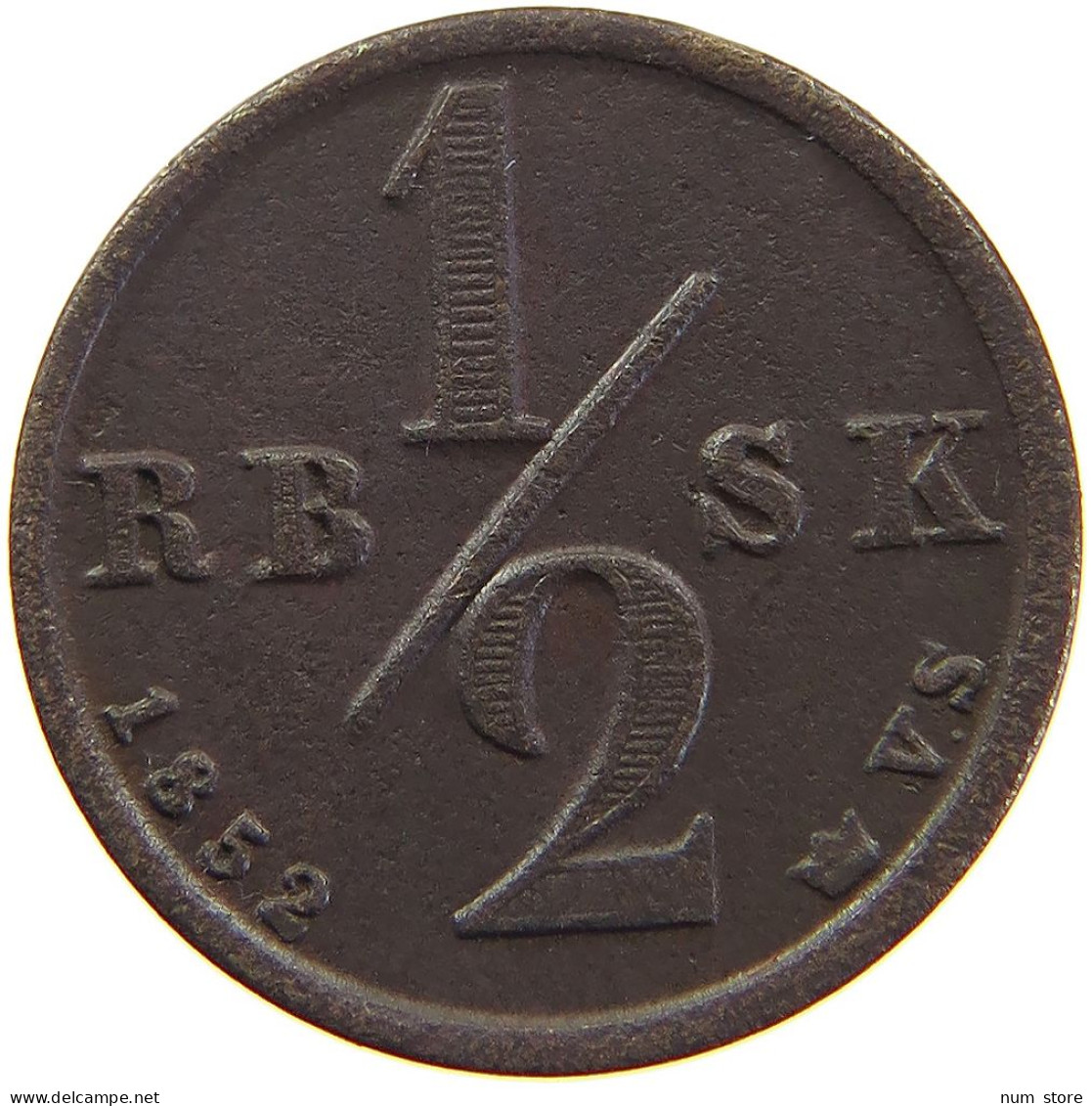 DENMARK 1/2 RIGSBANKSKILLING 1852 #s082 0095 - Danemark