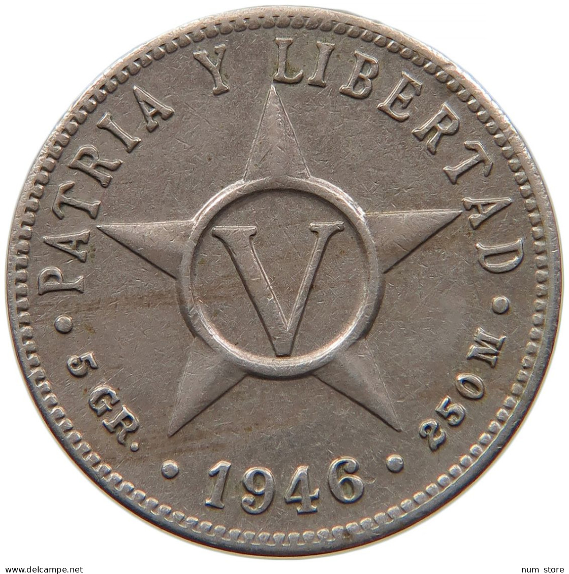 CUBA 5 CENTAVOS 1946 #s082 0133 - Cuba