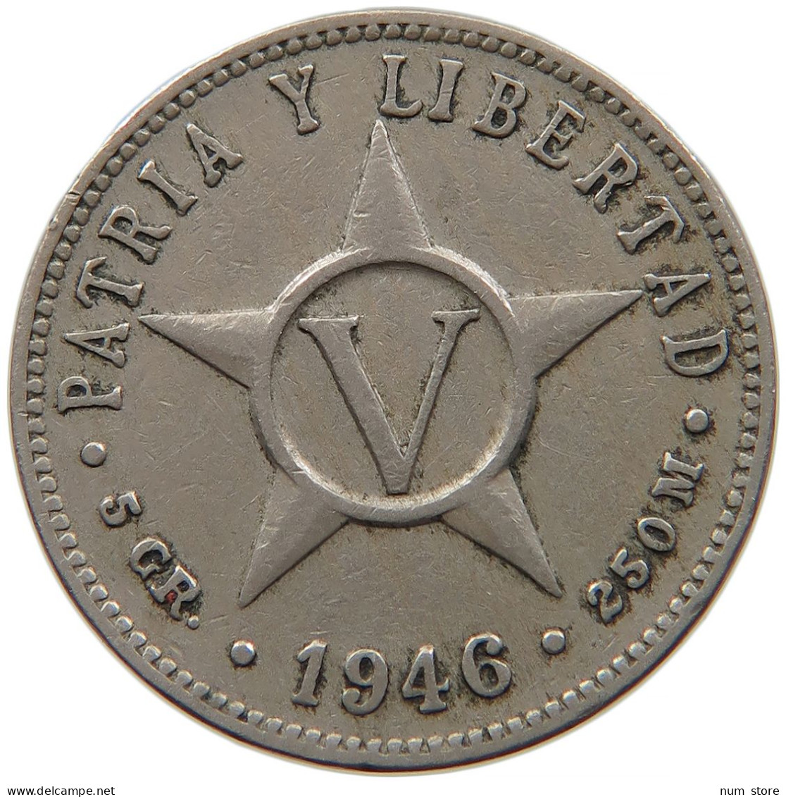 CUBA 5 CENTAVOS 1946 #s082 0129 - Cuba