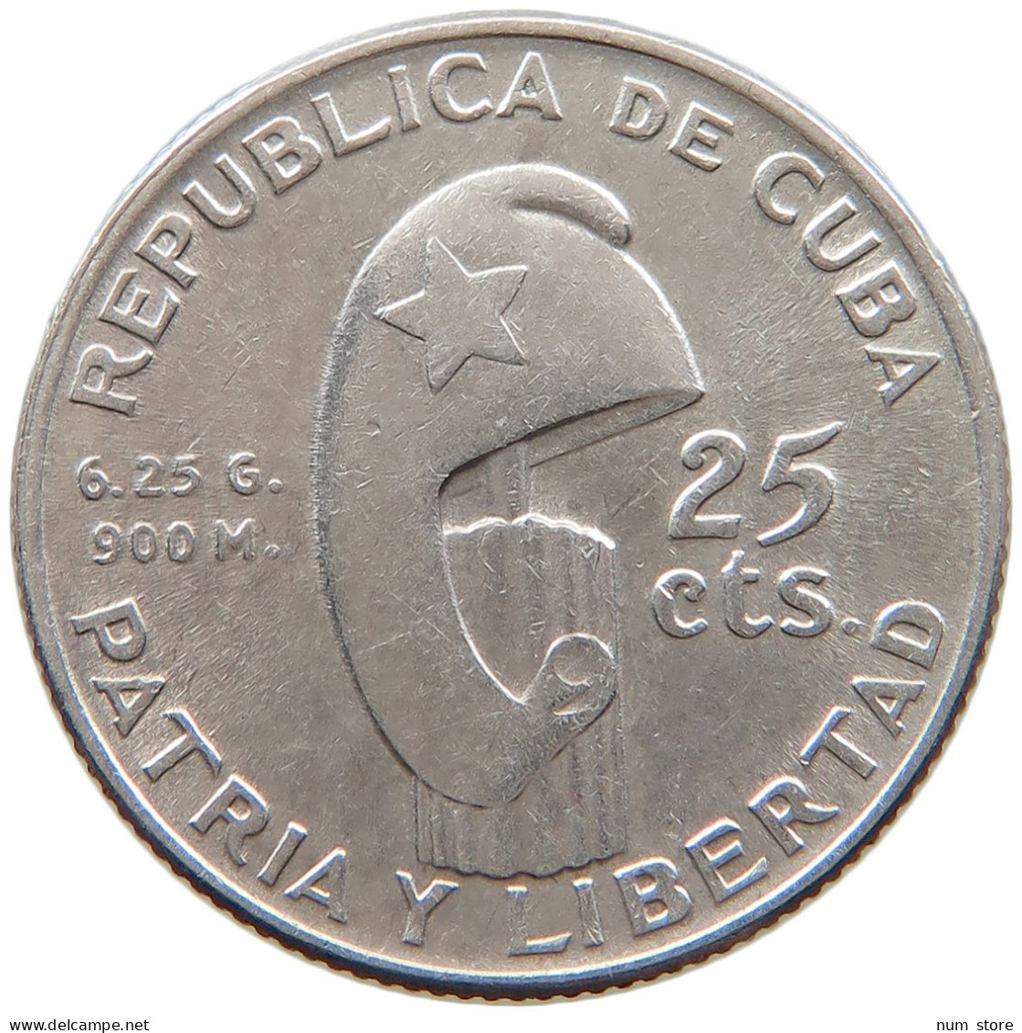 CUBA 25 CENTAVOS 1953 #s082 0169 - Cuba