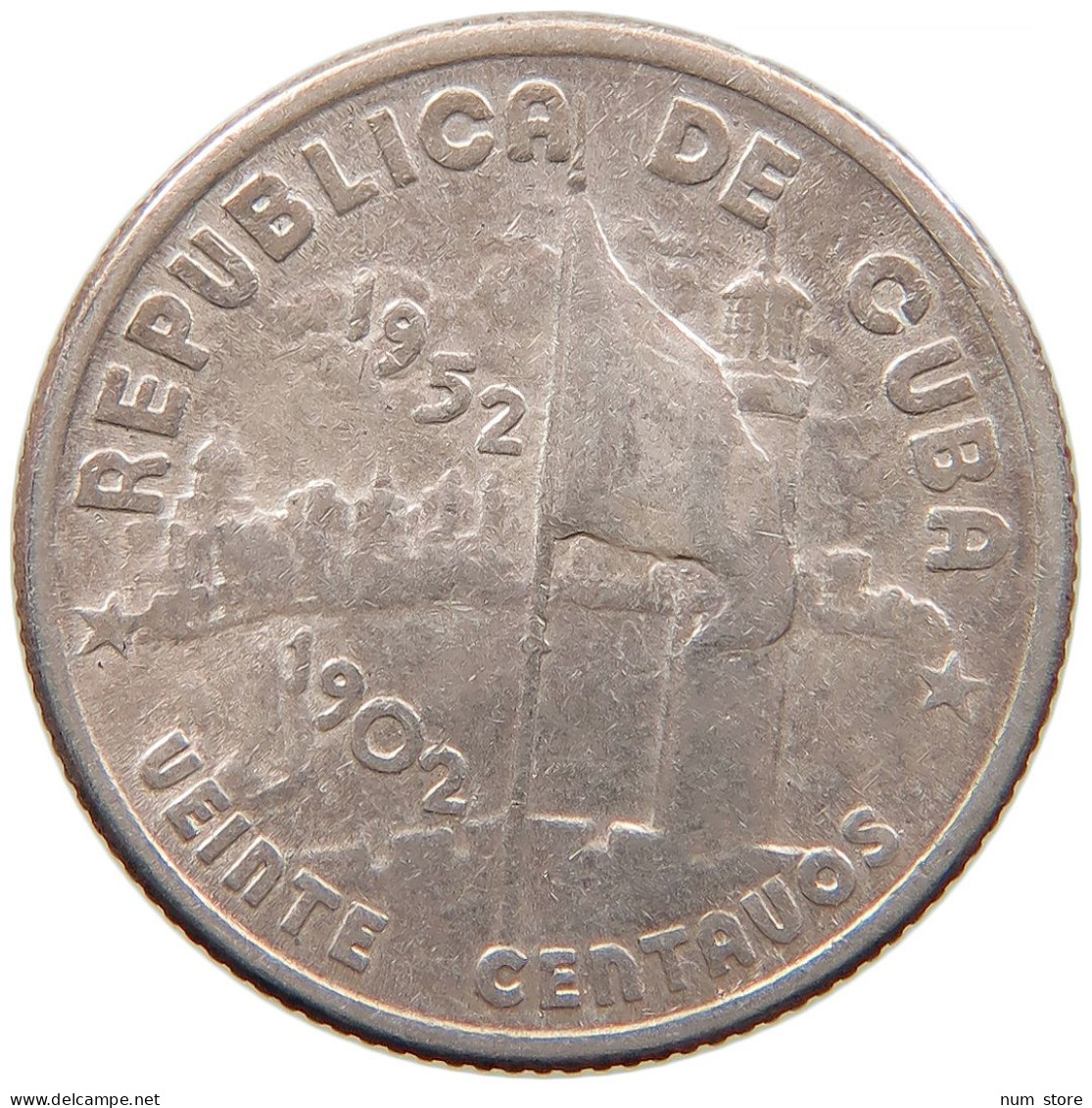 CUBA 20 CENTAVOS 1952 #s082 0155 - Cuba