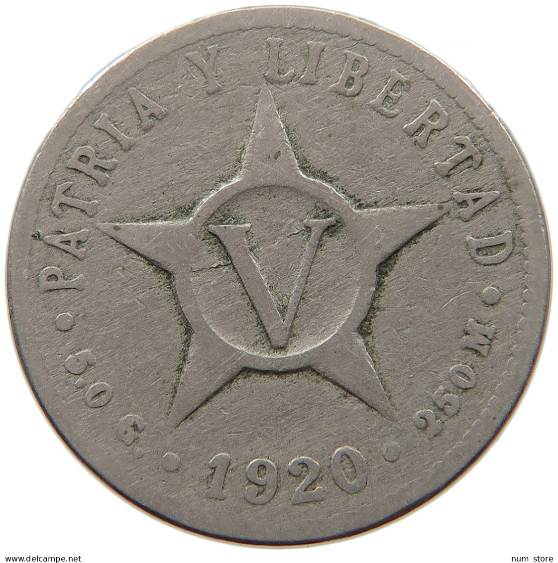 CUBA 5 CENTAVOS 1920 #s082 0139 - Cuba