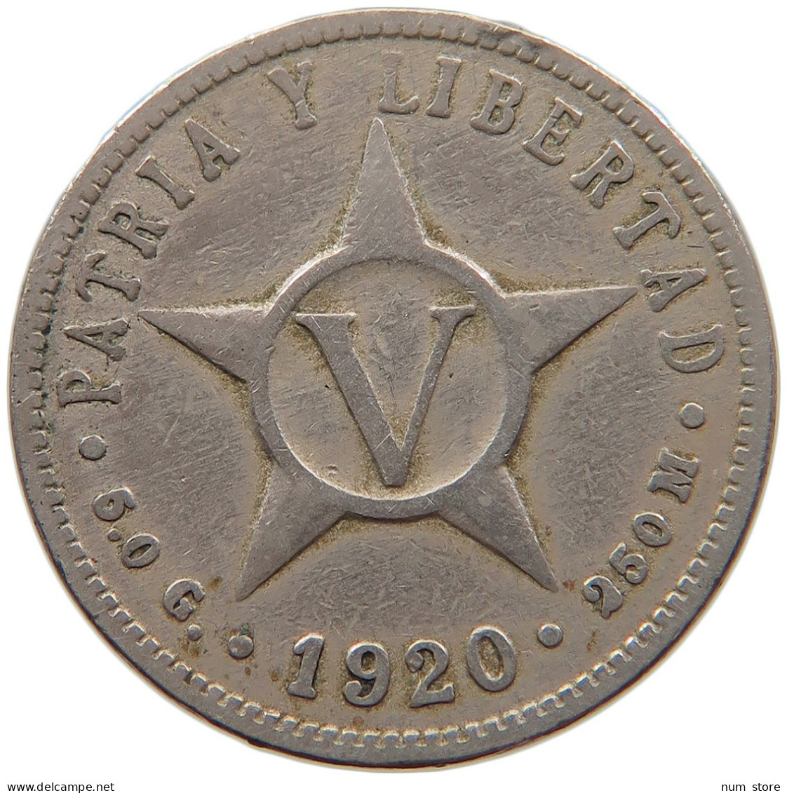 CUBA 5 CENTAVOS 1920 #s082 0131 - Kuba