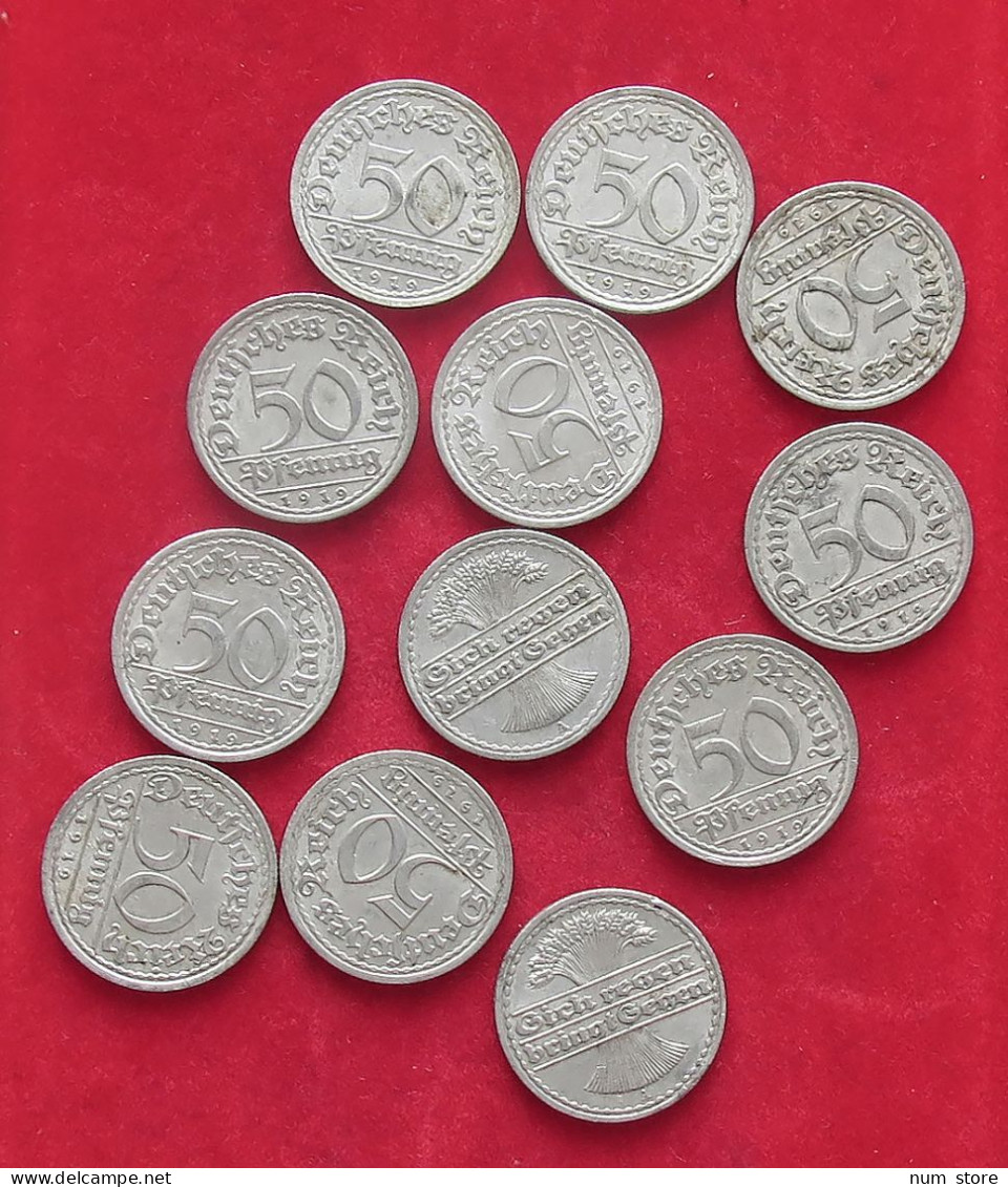 COLLECTION LOT GERMANY WEIMAR 50 PFENNIG 1919 AL 12PC 23G #xx40 0519 - Collections