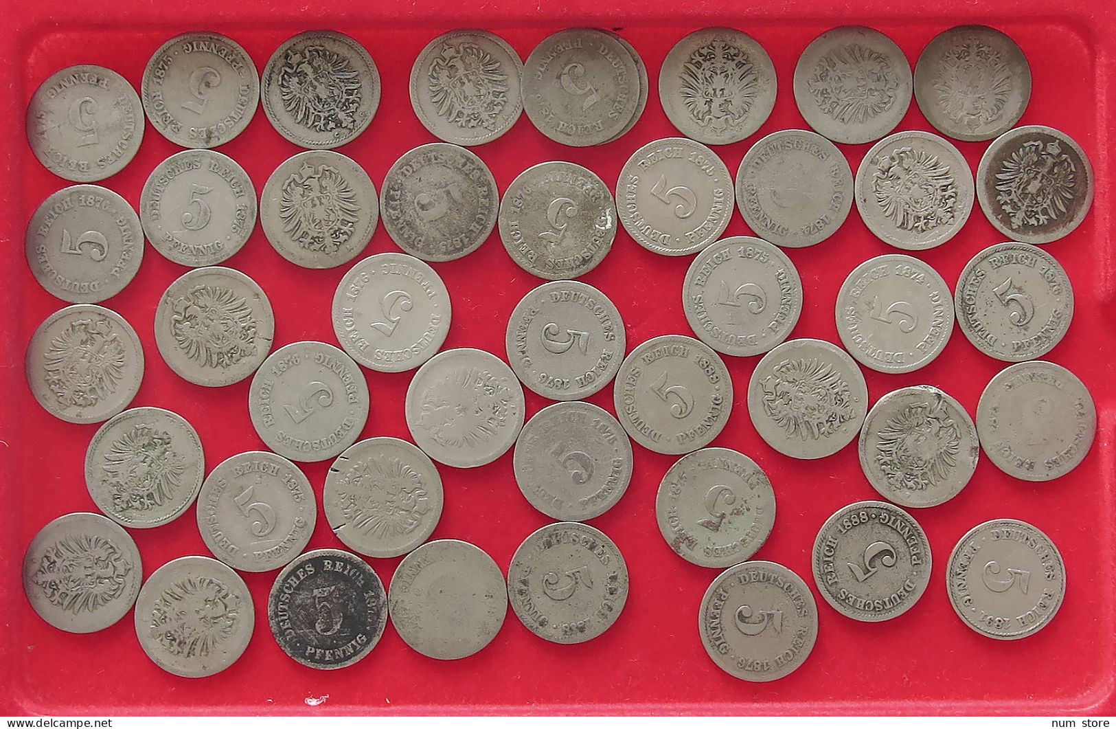 COLLECTION LOT GERMANY EMPIRE 5 PFENNIG 1874-1889 48PC 105G #xx40 0485 - Collections