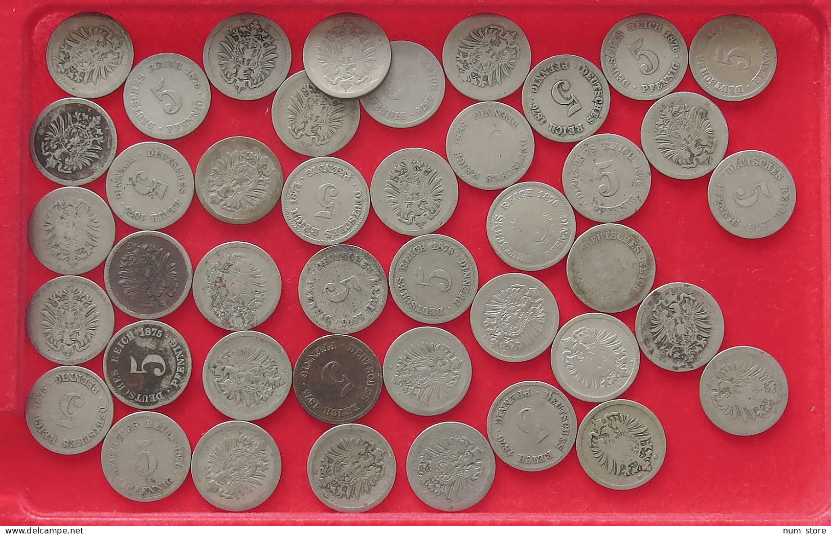 COLLECTION LOT GERMANY EMPIRE 5 PFENNIG 1874-1889 42PC 100G #xx40 0487 - Verzamelingen