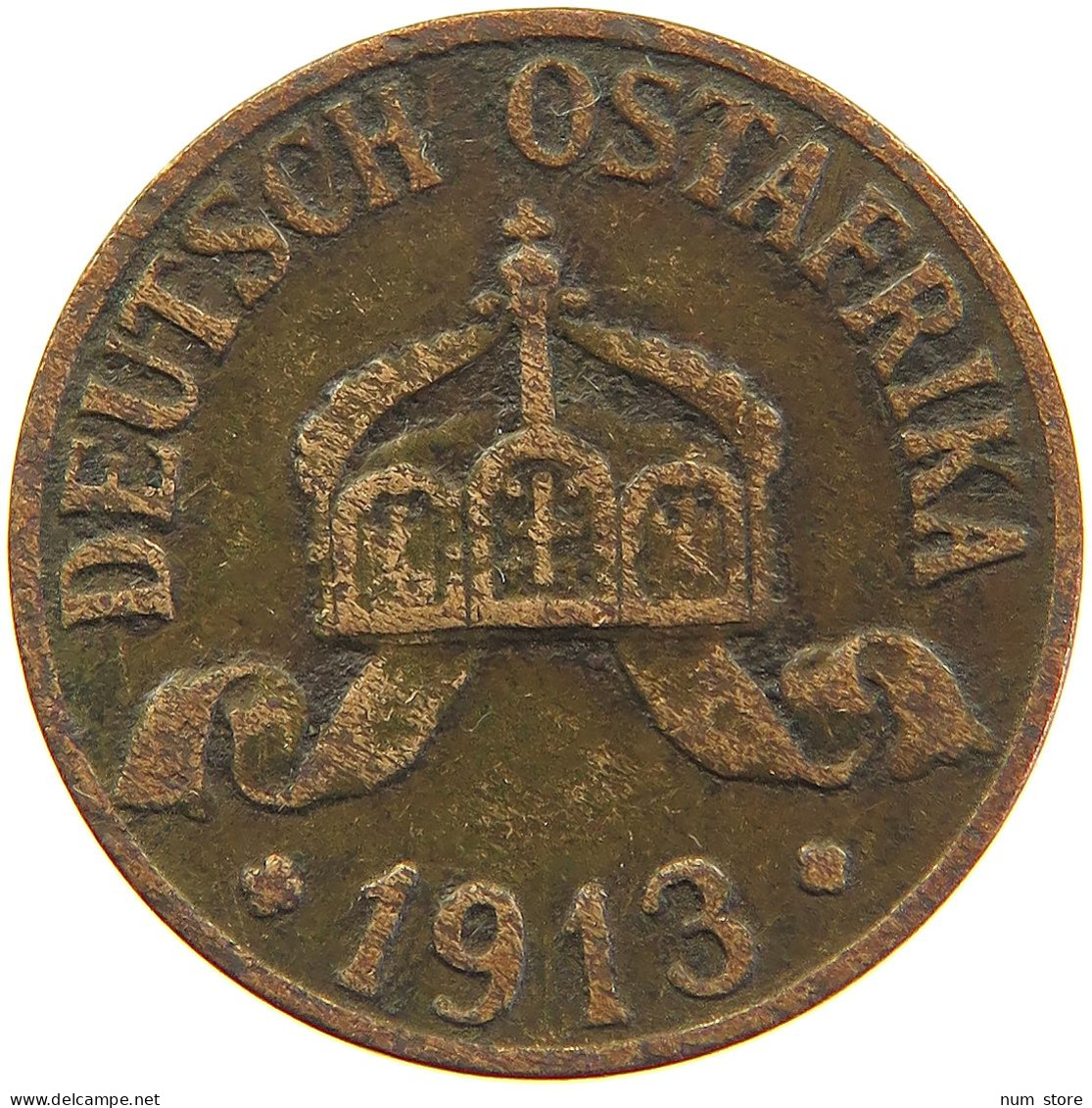 GERMANY EMPIRE 1 HELLER 1913 A OSTAFRIKA #s081 0217 - Duits-Oost-Afrika